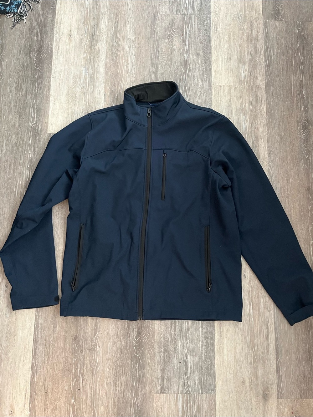 Hawke & Co Mens Medium Navy Blue Fleece Lined Softshell Performance Jacket